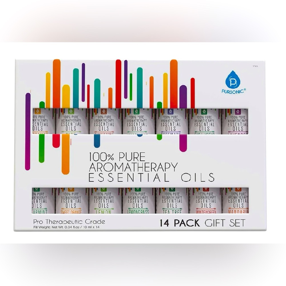 PURSONIC 14 Pack of 100% Pure Essential Aromatherapy Oils NWT